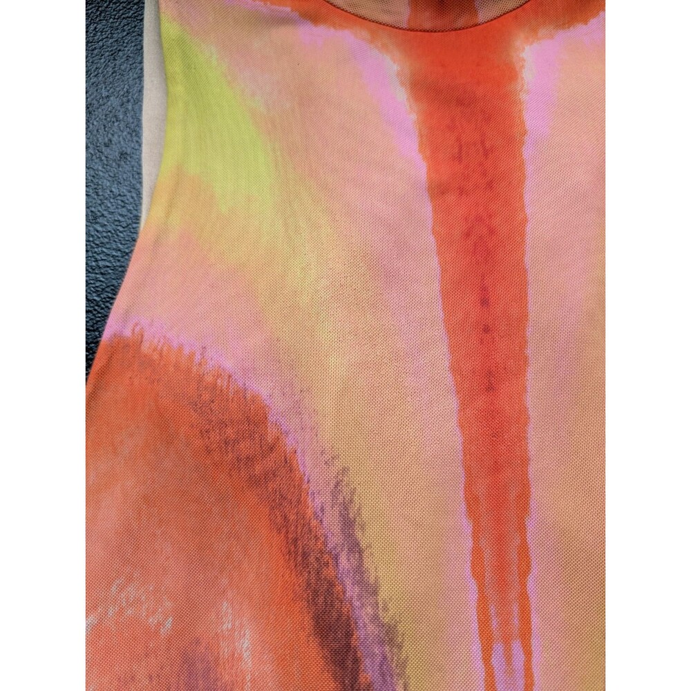 AFRM Serenity Mesh Midi Dress High Neck Psychedelic Size Medium - Picture 8 of 14